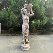 Zaer Ltd International Pre-Order: 71" Tall Lady Statue Carrying Flower Pot in Moss-Grey (Left) "Dariia" ZR267371-MG View 2