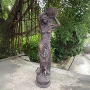 Zaer Ltd International Pre-Order: 71"T Lady Statue Carrying Flower Pot in Blue-Bronze (Left) "Dariia" ZR267371-BB View 2