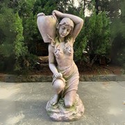 Zaer Ltd International Pre-Order: 41" Tall Lady Kneeling with Urn on Shoulder in Moss-Grey "Rachael" ZR267141-MG View 2