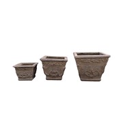 Zaer Ltd International Pre-Order: Set of 3 Assorted Magnesium Square Flower Pots in Antique Rust ZR301150-RS View 2