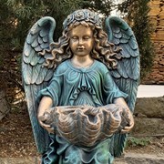 Zaer Ltd International Pre-Order: 30" Tall Wall Hanging Cherub Flower Planter in Antique Bronze ZR341729-BZ View 2