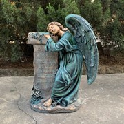 Zaer Ltd International Pre-Order: 34" Tall Mourning Angel Statue with Pedestal in Antique Bronze ZR341534-BZ View 2