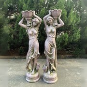 Zaer Ltd International Pre-Order: Set of 2 Assorted 71" Tall Lady Statues in Moss-Grey "Keira & Dariia" ZR267271-371-MG View 2