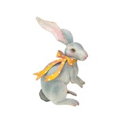 Zaer Ltd International Pre-Order: Set of 2 Assorted White Rabbit Metal Garden Figurines with Ribbons ZR342532-SET View 2