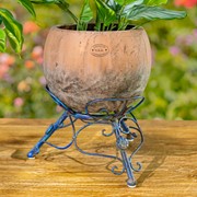Zaer Ltd International Set of 2 Assorted Ceramic Globe Planters with Metal Tripod Stands in Cobalt Blue ZR241909-BLS View 2