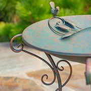Zaer Ltd. International 23" Tall Iron Birdbath with Bird Detail & Porcelain Accent in Bronze "Rome 1945" ZR180891-BZ View 2