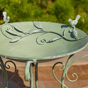 Zaer Ltd. International 23" Tall Iron Birdbath with Bird Details & Porcelain Accent in Green "Rome 1945" ZR180891-GR View 2