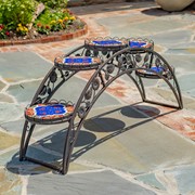 Zaer Ltd. International 5ft Long Santorini Bridge-Like Iron & Mosaic Plant Stand Bronze "Basilica" ZR250080-BZ View 2