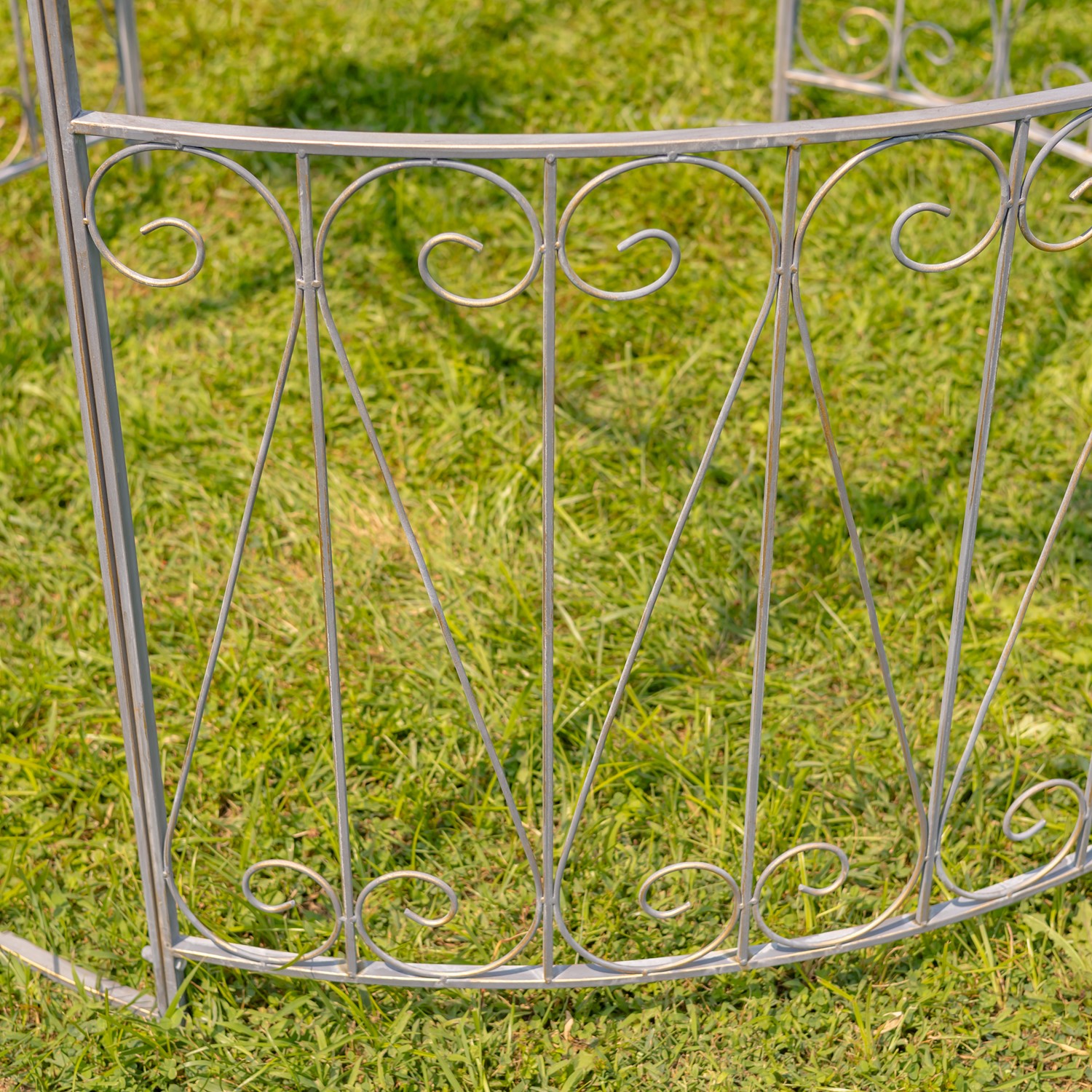 9ft. Tall Round Iron Garden Gazebo with Three Side Walls in