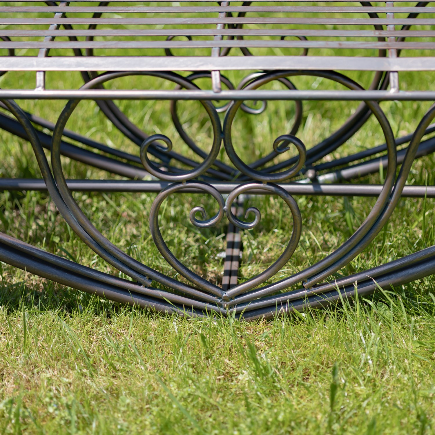 6.8ft. Tall Heart-Shaped Iron Bench in Antique Bronze 