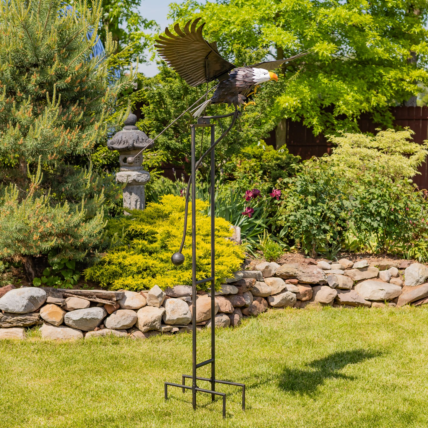 7.5ft. Tall XL Bald Eagle Iron Rocking Stake 