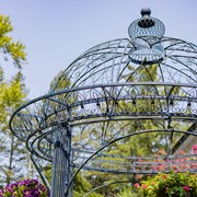 Zaer Ltd. International 13ft. Tall Round Iron Garden Gazebo in Antique Blue "Bella Rosa" ZR633730-BL View 3