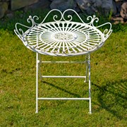 Zaer Ltd. International "Stephania" Victorian-Style Folding Iron Garden Table in Antique White ZR090519-AW View 3