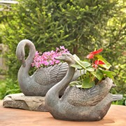 Zaer Ltd International Pre-Order: Set of 2 Magnesium Swan Planters "Derek & Odette" ZR145470-SET View 3