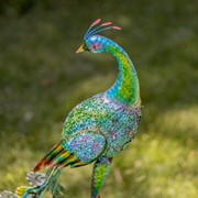 Zaer Ltd. International Set of Two 35" Tall Standing Colorful Iron Peacocks ZR140220-SET View 3