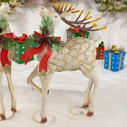 Zaer Ltd. International Set of 2 31.5" Tall Medium Iron Reindeer with Pinecone Bow ZR140314-SET View 3