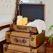 Zaer Ltd International Set of 3 Natural Bamboo Finished Suitcase Decor ZR110002 View 3