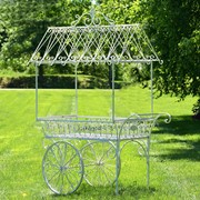 Zaer Ltd. International Pre-Order: 7.9ft Tall Antique Style Iron Flower Cart in Antq. White "Paris 1968" ZR154079-AW View 3