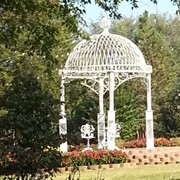 Zaer Ltd International "Valiko" 14ft. Tall Round Iron Garden Gazebo in Antique White ZR131407-AW View 3