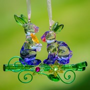 Zaer Ltd. International Two Rabbits Hanging Acrylic Ornaments in 6 Assorted Colors ZR501615 View 3