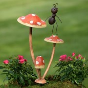 Zaer Ltd International Set of 6 Funny Ants on Mushrooms Garden Stakes ZR652404-SET View 3