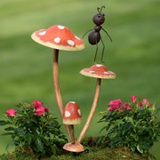 Zaer Ltd International Pre-Order: Set/6 Assorted Funny Ants on Iron Mushroom Garden Stakes "Funny Ants" ZR652404-SET View 3