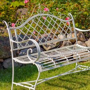 Zaer Ltd International "Stephania" Victorian-Style Iron Garden Bench in Antique White ZR090517-AW View 3