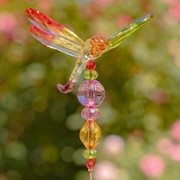 Zaer Ltd International 22" Tall Five Tone Acrylic Dragonfly Pot Stakes in 6 Assorted Color Variations ZR203216-SET View 3