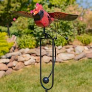 Zaer Ltd International Pre-Order: 61" Tall Flying Cardinal Iron Swing Stake ZR151041 View 3