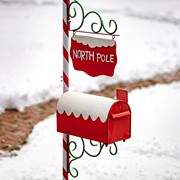 Zaer Ltd International Pre-Order: 72"T Christmas Mailbox with Candy Cane Pole and Hanging Sign Plate ZR361690 View 3