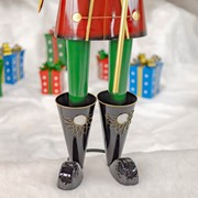 Zaer Ltd International 59" Tall Iron Christmas Burgundy Nutcracker Holding Baton "Henry" ZR131167 View 3