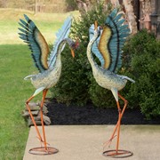 Zaer Ltd International Set of 2 Large Iron Dancing Cranes ZR160870-SET View 3