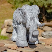 Zaer Ltd International Magnesium Boho Elephant Statue in Original Grey (White Wash) ZR180388-GY View 3