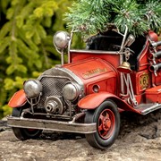 Zaer Ltd International 1930's Vintage Style Fire Truck with Open Cab & Christmas Tree VA170004 View 3