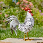 Zaer Ltd International Set of 6 Assorted Style Galvanized Iron Rooster Figurines ZR160890 View 3