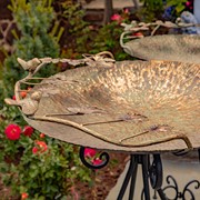 Zaer Ltd International Set of 3 Frosted Gold Iron Birdbaths with Bird Details "Stephania" ZR171426-SET View 3