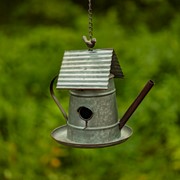 Zaer Ltd International Pre-Order: Set of 6 Assorted Style Galvanized Teapot Birdhouses ZR170773-GVS View 3
