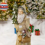 Zaer Ltd International 37" Tall Olde World Santa Claus Holding Christmas Tree & Basket (Tan Cloak) ZR117654 View 3