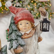 Zaer Ltd International Set of 2 "Winter's Night" Standing Tushkas Holding Lanterns & Christmas Tree ZR117612 View 3