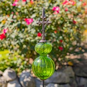 Zaer Ltd International 55" Tall Glass Globe Iron Garden Stake in 6 Assorted Colors ZR111444 View 3
