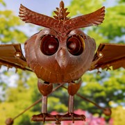 Zaer Ltd International 76" Tall Large Iron Rocking Owl with Moving Wings Garden Stake in Rust "Winslow" ZR156006-RS View 3