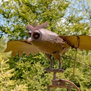 Zaer Ltd International 76" Tall Large Iron Rocking Owl with Moving Wings Garden Stake in Rust "Winslow" ZR156006-RS View 3