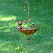 Zaer Ltd. International Pre-Order: Set/6 Assorted Animal Hanging Umbrella Birdfeeder Wind Chimes in Rust ZR777107-RSS View 3