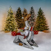 Zaer Ltd International Set of 3 Large Galvanized Reindeer with Bows and Bells ZR170827 View 3