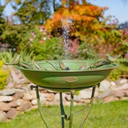 Zaer Ltd International 31in. Tall "Two Birds" Iron Birdbath with Verdi Green Finish ZR180387-VG View 3