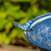 Zaer Ltd International 27" Tall Ornate Pedestal Birdbath with Little Bird Details in Blue ZR160318-BL View 3