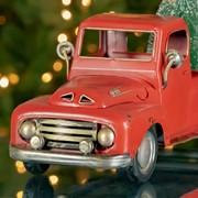 Zaer Ltd International 16" Distressed Red Pickup Truck with Christmas Tree ZR362100 View 3