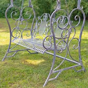 Zaer Ltd International Pre-Order: "Giorgi" 92in. Tall Iron Swing Bench in Blue-Bronze ZR171200-BB View 3