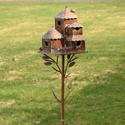 Zaer Ltd International Pre-Order: 73.75"T Country Style MultiHome Iron Birdhouse Stake "Plumsteadville" ZR182431 View 3