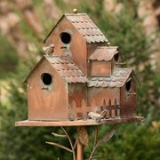 Zaer Ltd International Pre-Order: 73.75"T. Country Style Multi-Home Iron Birdhouse Stake "Doylestown" ZR182432 View 3